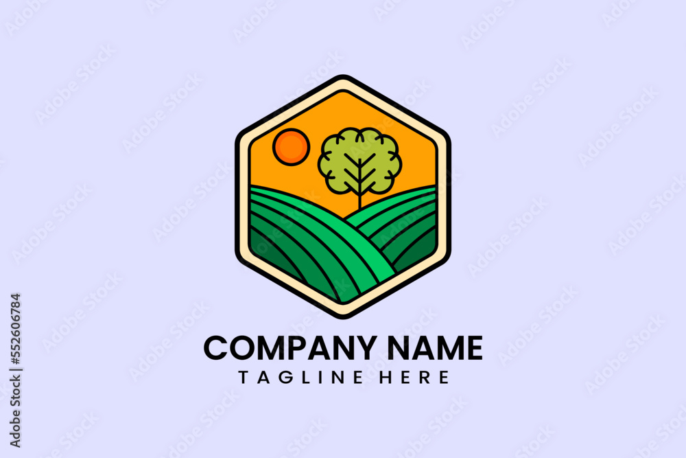 Flat tree Agriculture farm logo template vector illustration Flat tree Agriculture farm logo template vector illustration