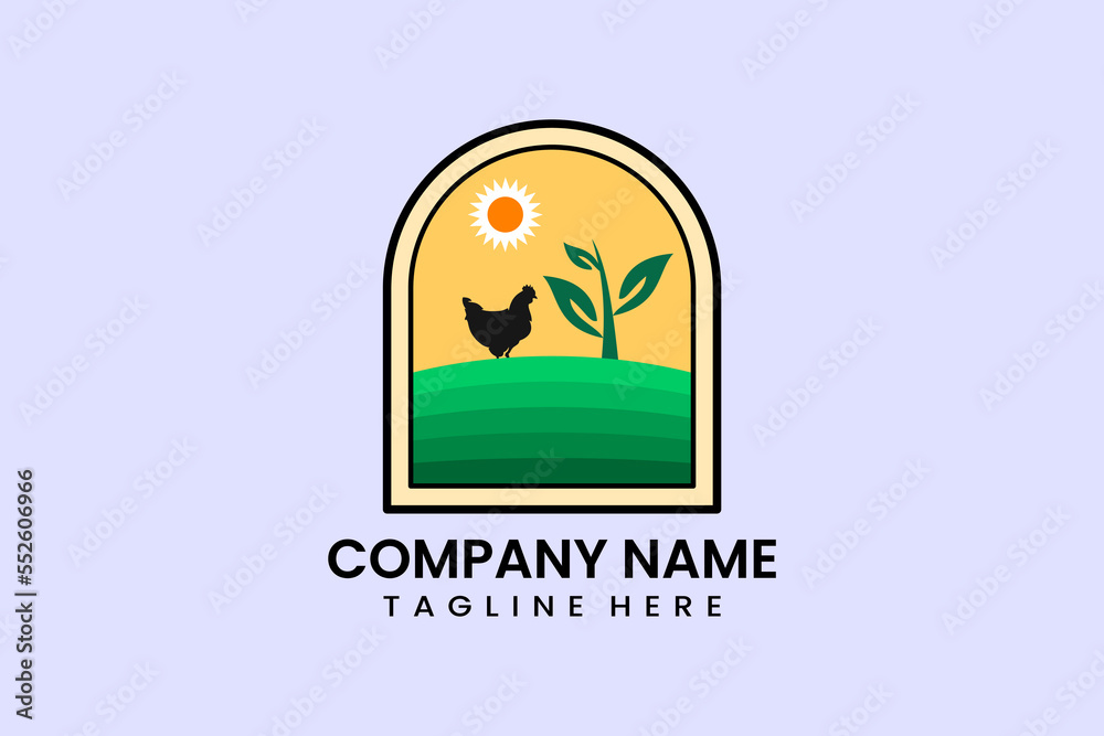 Flat chicken farm logo template vector illustration Flat chicken farm logo template vector illustration