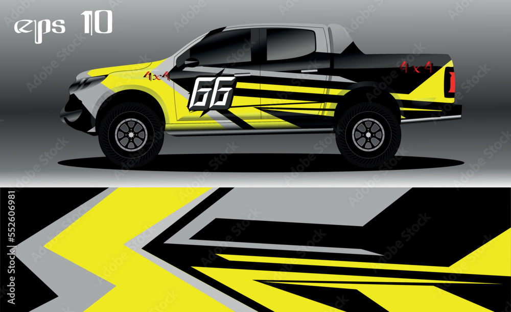 Naklejka premium abstract background design for car wrap of 4x4 truck, rally, van, suv and other cars