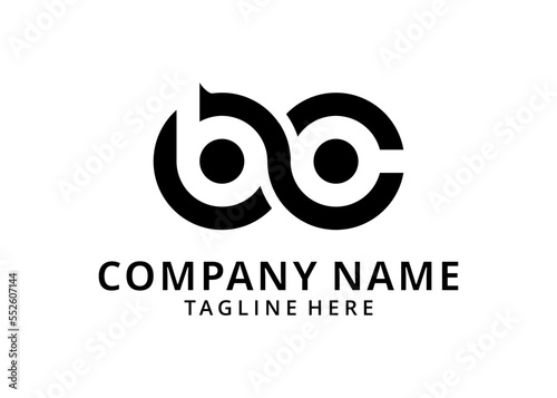Illustration letter BC linked round black lowercase logo