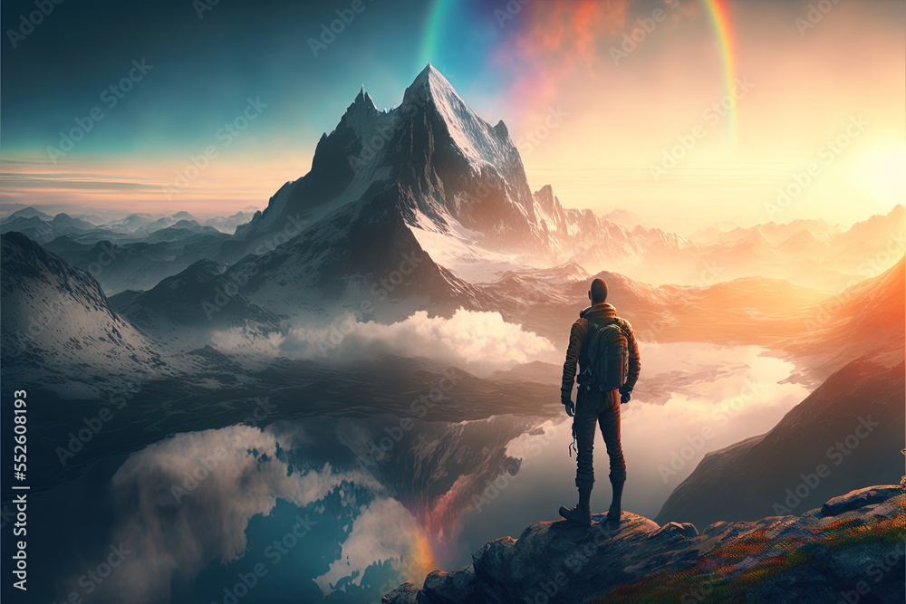 Digital illustration about climber on the mountain. Digital illustration about climber on the mountain.