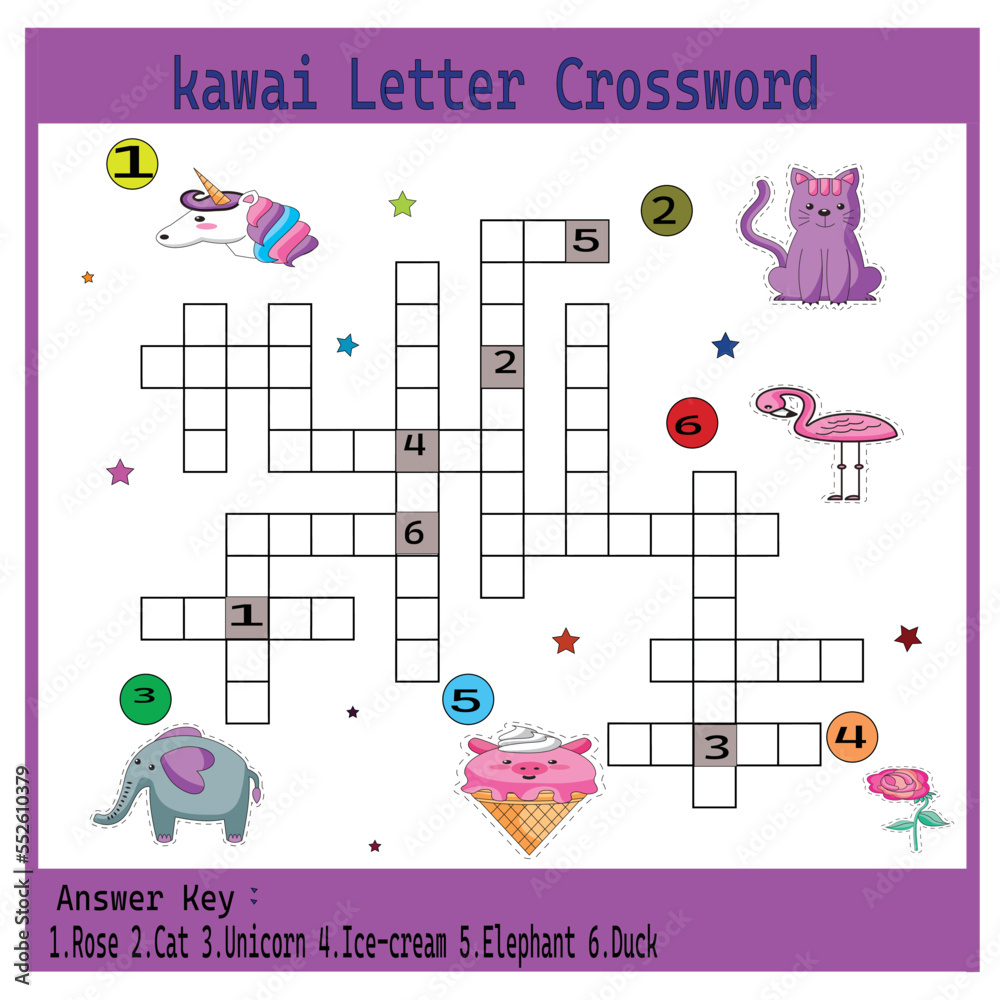 Obraz premium vector illustration of puzzle.Crossword game for kids, find the fruits name, puzzle game in Vector for Children Activity Book page. New style layout of Crossword game page for kids.
