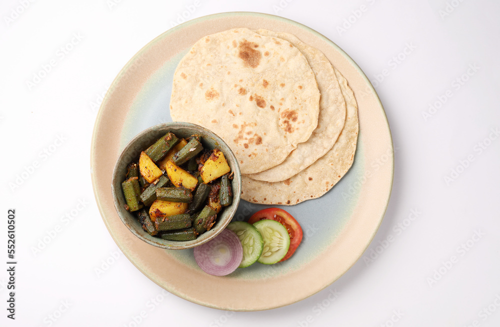 Bhindi Masala Or Ladies Finger Fry Curry With Aloo Bhindi Or Alu Bhindi ...