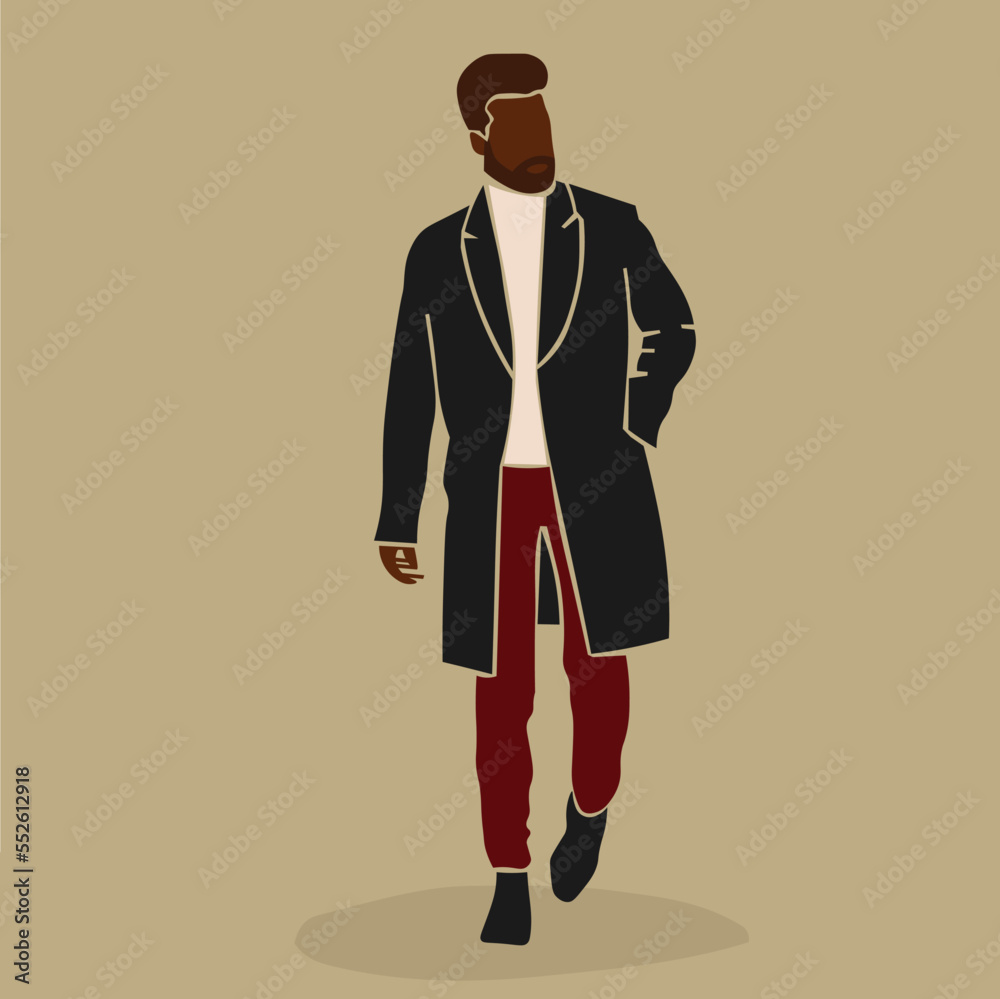 Young stylish black man in elegant line art style vector Young stylish black man in elegant line art style vector