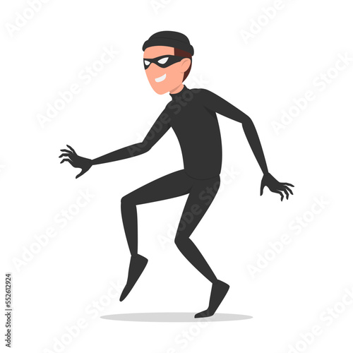 Fraudster, hacker, thief, criminal. Corruption, cyber attack, web fraud, bank security issue. Flat style, vector.