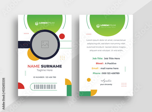 Simple and Clean ID Card Design Template, Modern Id Card Design Template, Office Id card