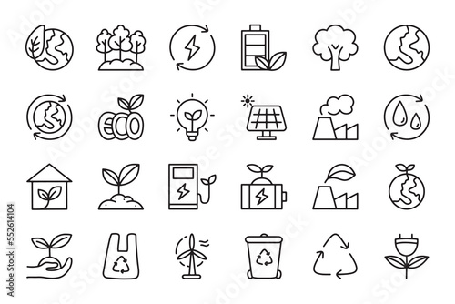 ecology energy conservation cute line icon