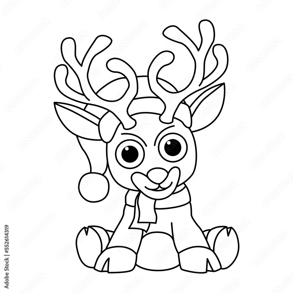 Cute raindeer cartoon characters vector illustration. For kids coloring book. Cute raindeer cartoon characters vector illustration. For kids coloring book.