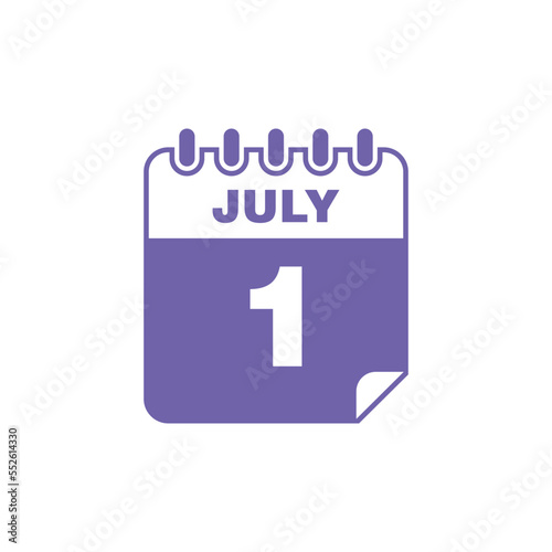 July Calendar Icon Vector Template