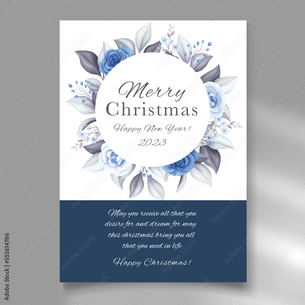 vector merry christmas realistic background with floral and ornaments