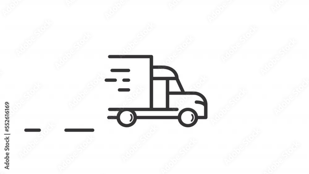 Animated moving truck linear icon. Delivery service. Transportation. Vehicle in motion. Seamless loop HD video with alpha channel on transparent background. Outline motion graphic animation Animated moving truck linear icon. Delivery service. Transportation. Vehicle in motion. Seamless loop HD video with alpha channel on transparent background. Outline motion graphic animation