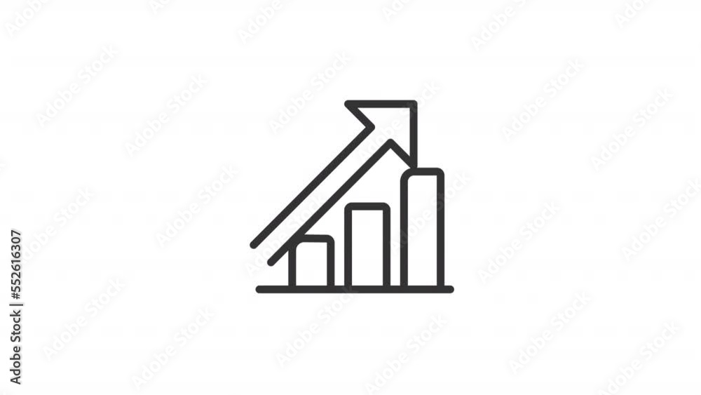 Animated statistic rise linear icon. Business development. Financial progress. Seamless loop HD video with alpha channel on transparent background. Outline motion graphic animation Animated statistic rise linear icon. Business development. Financial progress. Seamless loop HD video with alpha channel on transparent background. Outline motion graphic animation