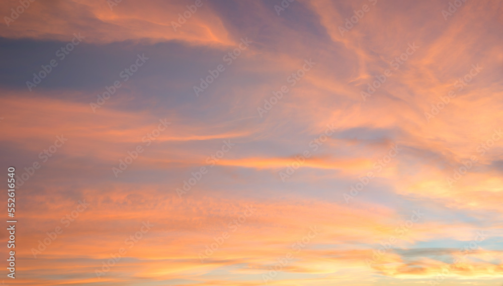 dreamy sunset scenery with colorful cloudscape in the evening
