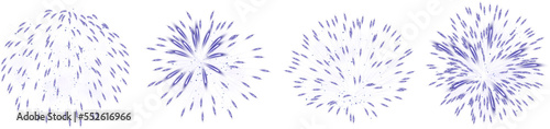 Set Of Realistic Glowing Violet Fireworks Brightly Shining Illustration Design