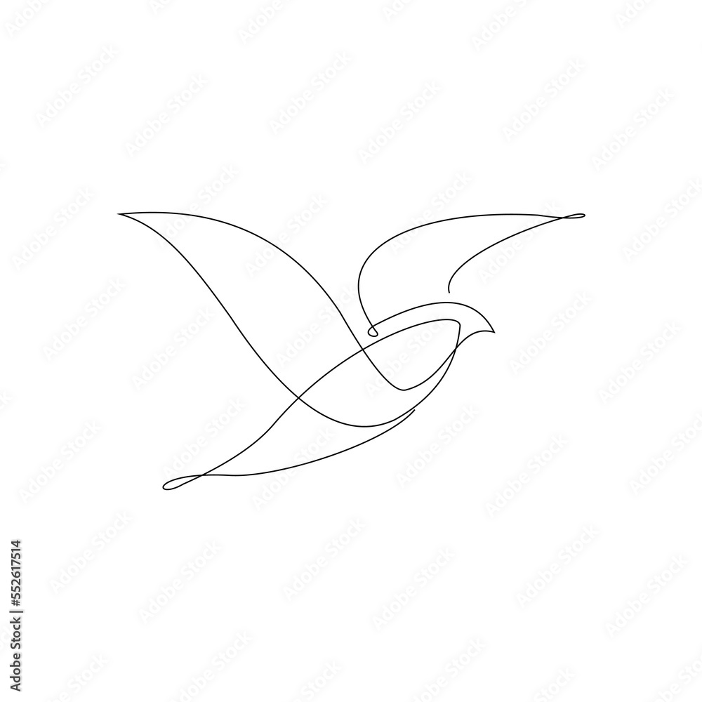 Hummingbird Continuous Line Drawing. Bird Logo Contour Drawing. Single