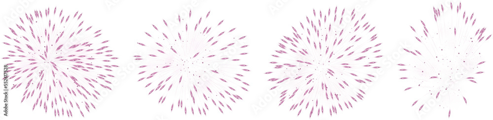 Set Of Realistic Glowing Pink Fireworks Brightly Shining Illustration Design Set Of Realistic Glowing Pink Fireworks Brightly Shining Illustration Design