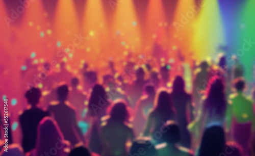 Wallpaper Mural Blurred background revelry shindig. Night party with people are having fun in the colored lights Torontodigital.ca