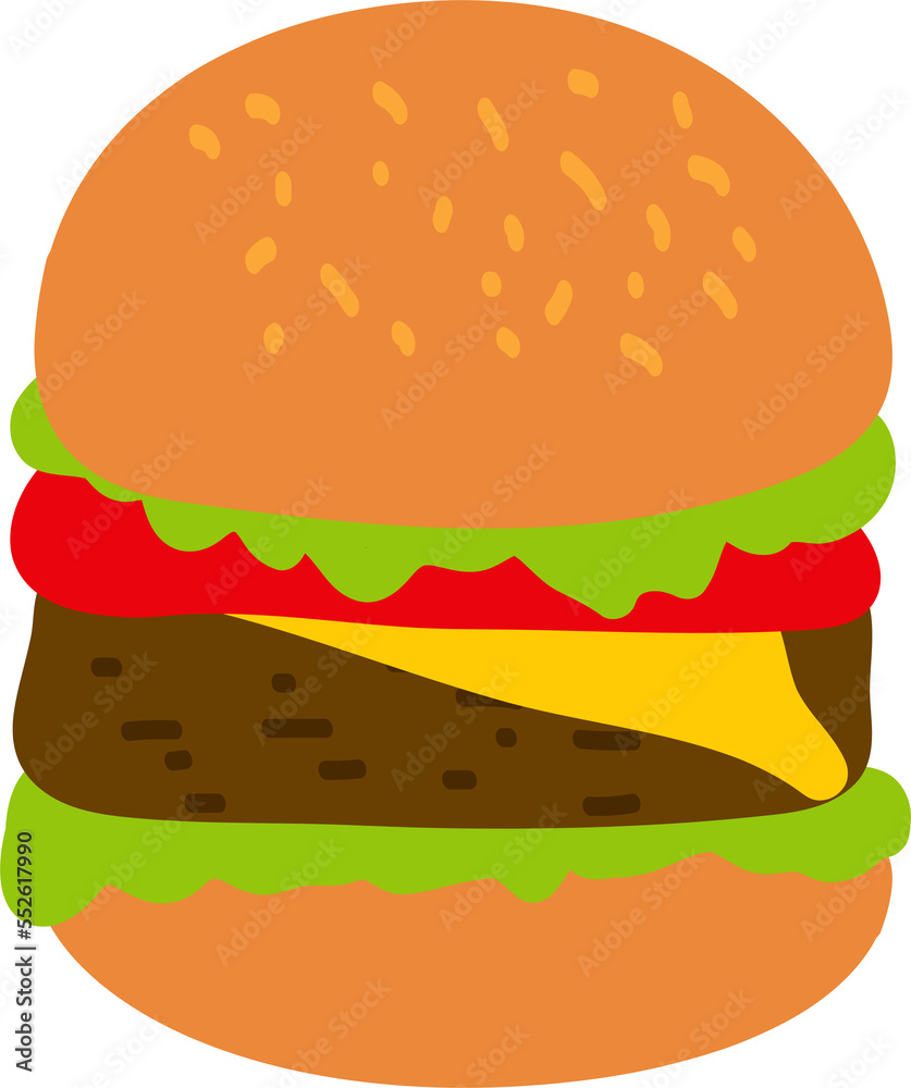 Cartoon Hand Drawn Fast Food Burger Icon Cartoon Hand Drawn Fast Food Burger Icon