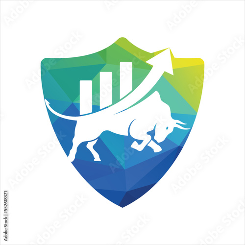 Bull with chart bar logo design. Finance vector logo design.