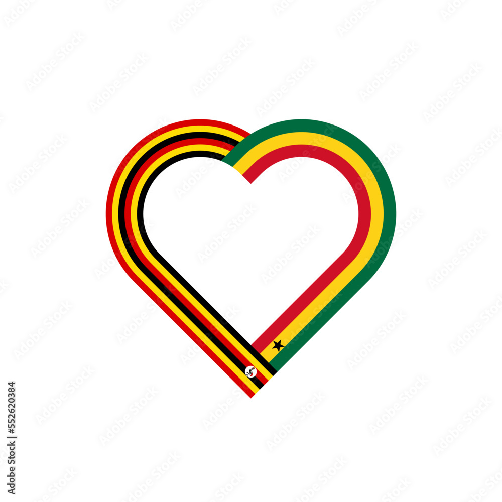 unity concept. heart ribbon icon of uganda and ghana flags. vector illustration isolated on white background unity concept. heart ribbon icon of uganda and ghana flags. vector illustration isolated on white background