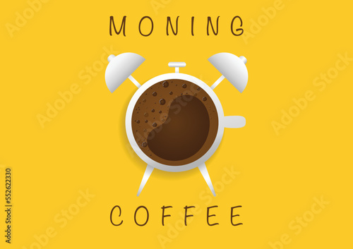Cup of coffee on yellow background and copy space, relax time with coffee Stock Illustration vector