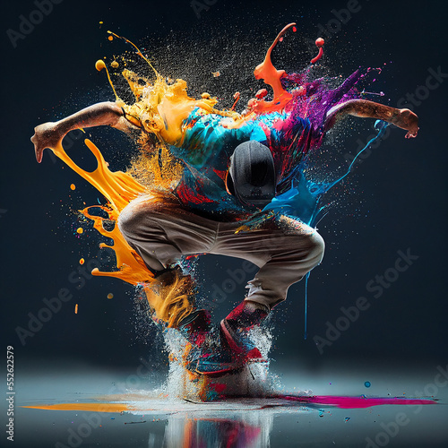 breaker dancing in colorful paint with generative ai Stock Illustration |  Adobe Stock