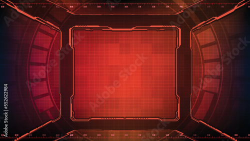 abstract futuristic background of red glowing technology sci fi frame hud ui