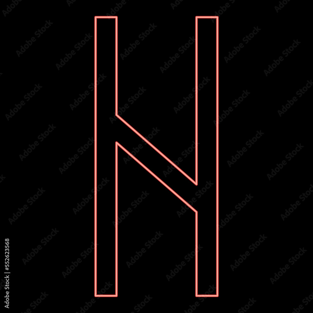 Neon hagalaz rune Hagall hail havos red color vector illustration image ...