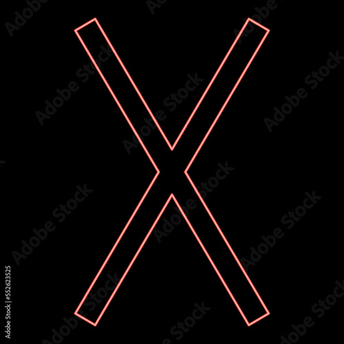 Neon gebo rune Gift talent sign red color vector illustration image flat style