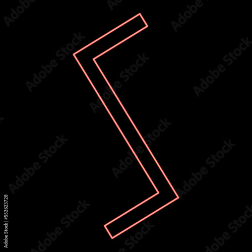 Neon sowull rune sol sun symbol red color vector illustration image flat style