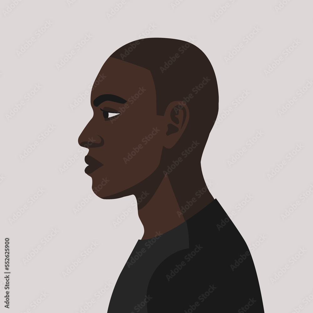African-American black man in profile