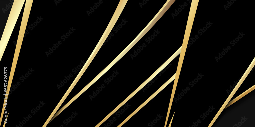 Abstract banner design template black glossy with wavy golden line and lighting effect on dark background. Abstract banner design template black glossy with wavy golden line and lighting effect on dark background.
