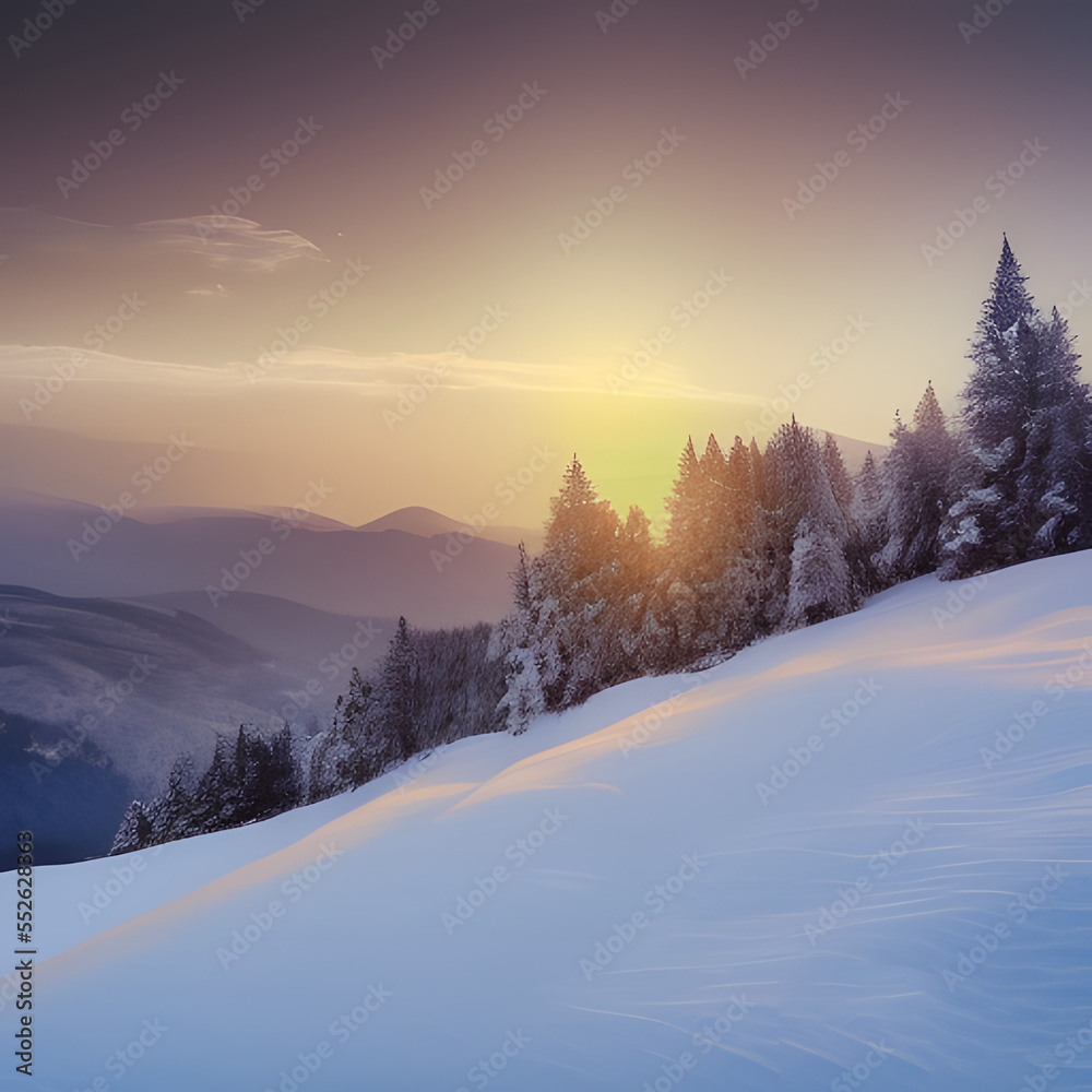 winter landscape with snow (generative AI)