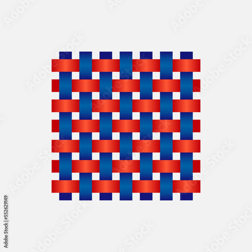 Thread crossing pattern in plain weave fabric