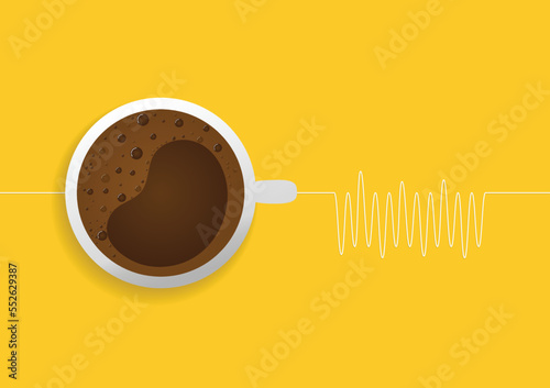 Cup of coffee on yellow background and copy space, relax time with coffee Stock Illustration vector