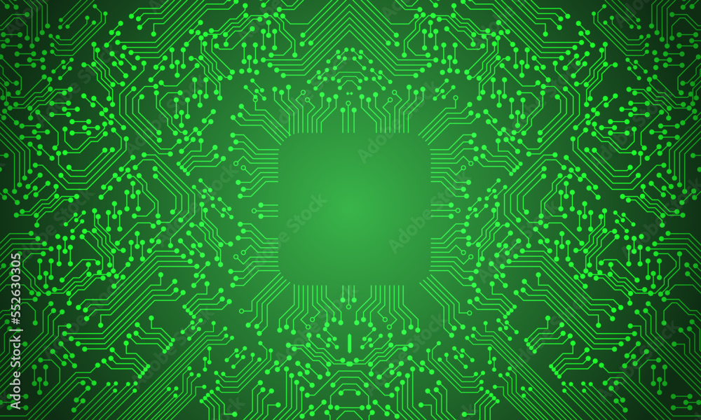Green circuit line technology pattern on white background vector Stock ...