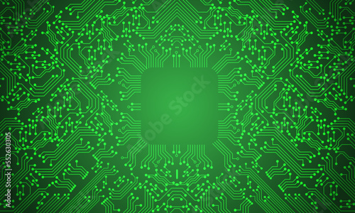 Green circuit line technology pattern on white background vector