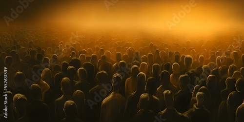 A Large Group Of People Standing In The Dark, Bewildering Graphics Background Wallpaper. Digital Art Generative AI Illustration.