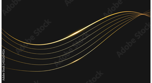 Black and gold elements background. Modern abstract background with light golden line
