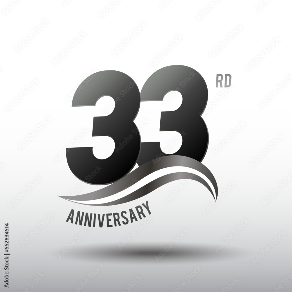 33 Years Anniversary elegant swoosh Line Celebration 33 Years Anniversary elegant swoosh Line Celebration
