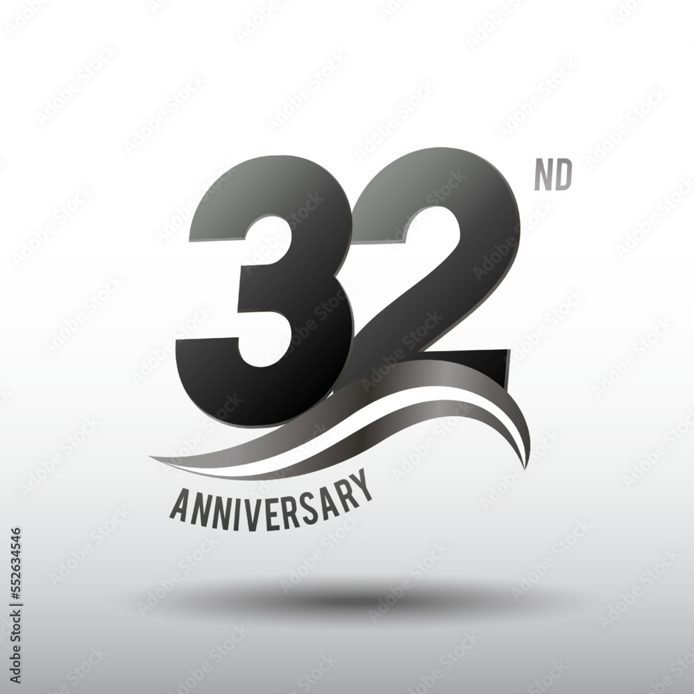32 Years Anniversary elegant swoosh Line Celebration 32 Years Anniversary elegant swoosh Line Celebration