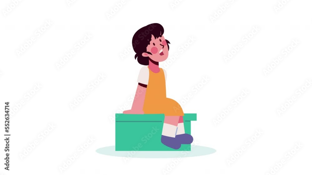 little girl seated character animation little girl seated character animation