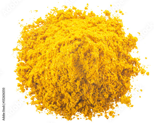 Ground curry spice mix pile top view isolated png