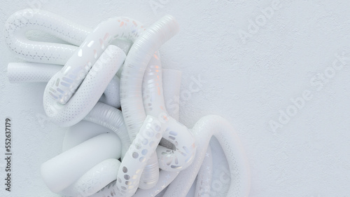 3d render, abstract minimal luxurius white lines white background, silver etails, minimal, fantastic, concept  photo