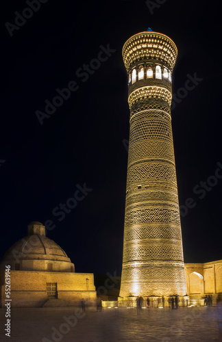 Kalan Minaret Emir and Alim Khan madrasah of Po-i-Kalan (Poi Kalan) - islamic religious complex in Bukhara. Uzbekistan photo