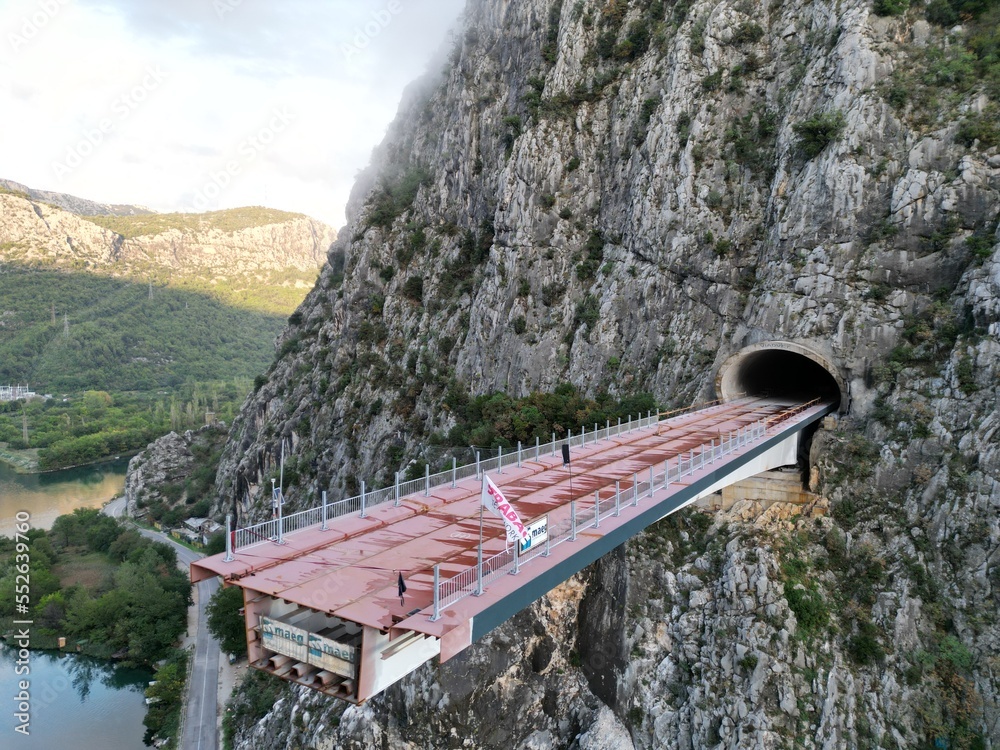 Bypass road project, Omis tunnel drone aerial view Bypass road project, Omis tunnel drone aerial view