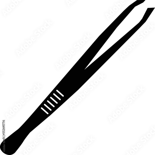 Metallic tweezers icon on white background. realistic metal eyebrow tweezers sign. eyebrow tweezers symbol. flat style.