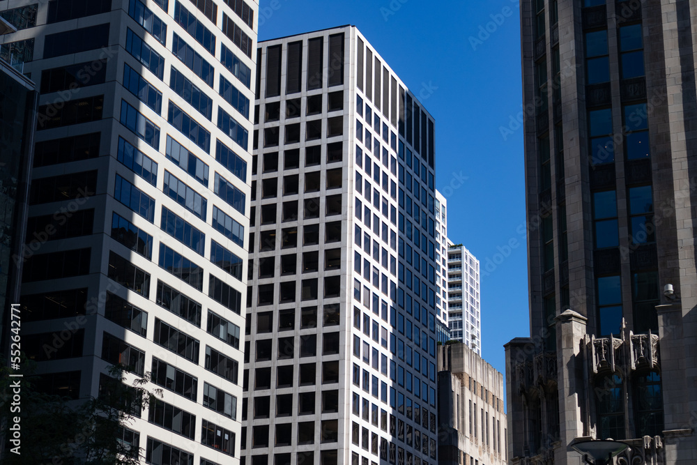 Row of Skyscrapers along Michigan Avenue in Downtown Chicago
