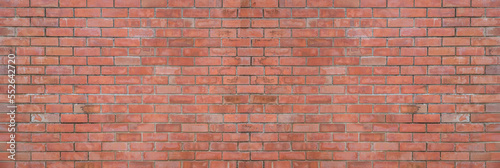 Panorama of empty old red brick wall texture backgrounds. 