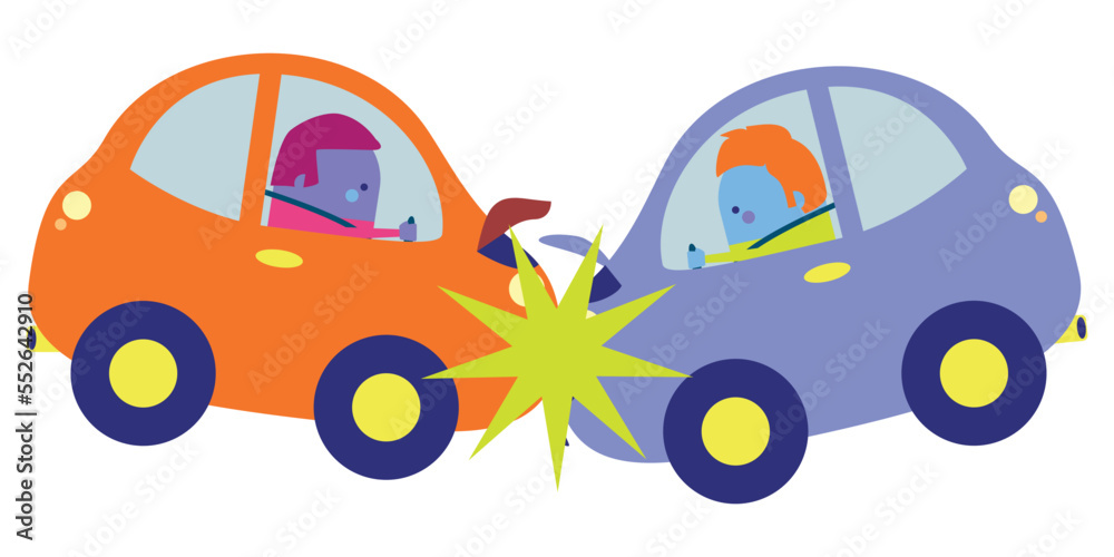 Naklejka premium Illustration of a car accident - lifestyle facts attitude design